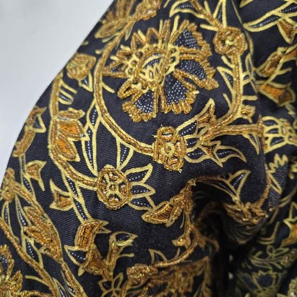 Vntg Passports Gold /Black Beaded Open Evening Jacket L - Picture 12 of 15
